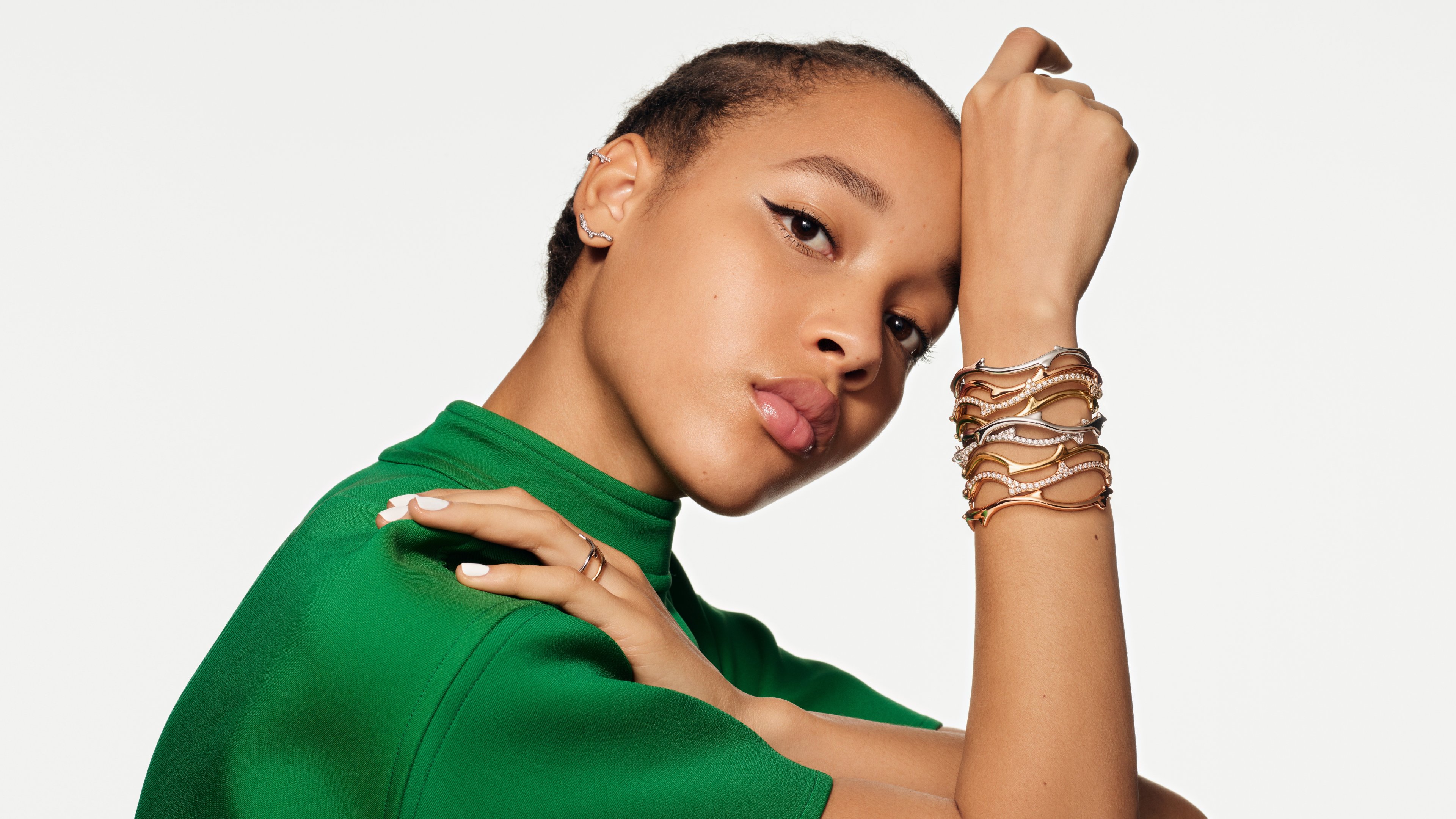 Bois de Rose珠寶聚焦玫瑰花莖創作。（DIOR提供）