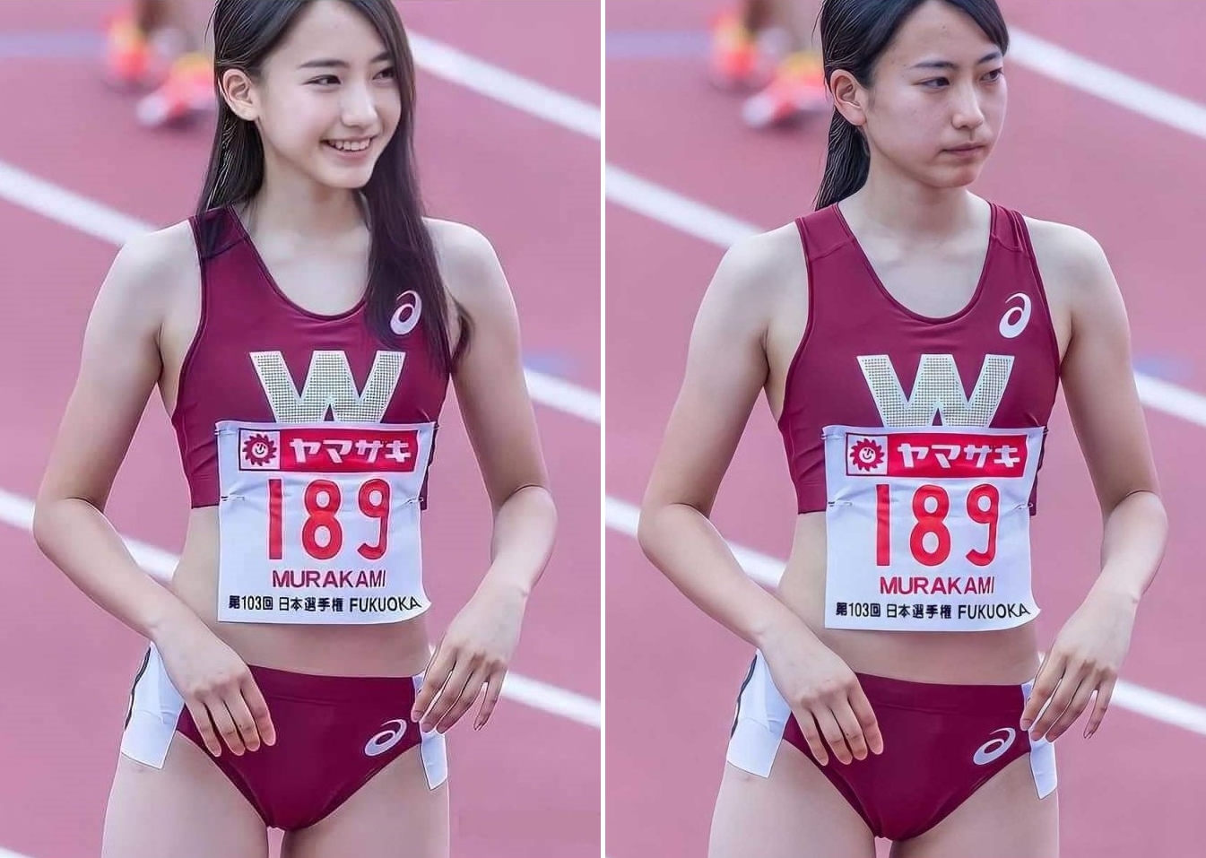 田徑少女「奇蹟美照」原圖曝光，網友大讚本尊比P圖更美。（翻攝臉書社團《爆廢公社》）