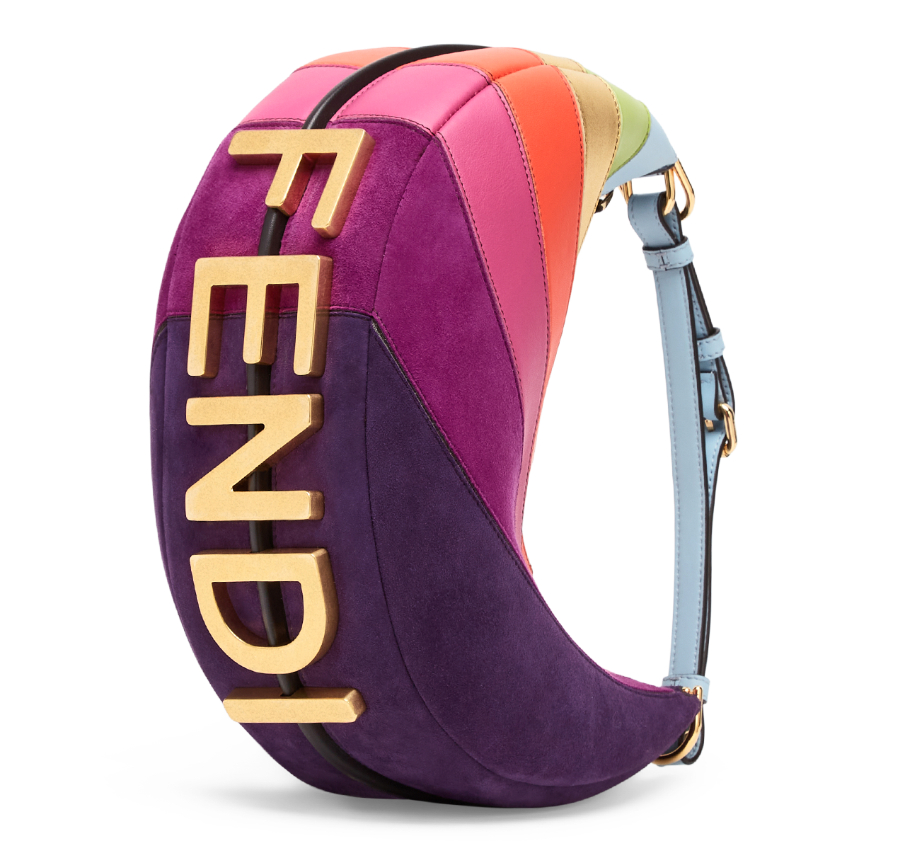 多彩條紋造型Fendigraphy包款,價格店洽。(FENDI提供)
