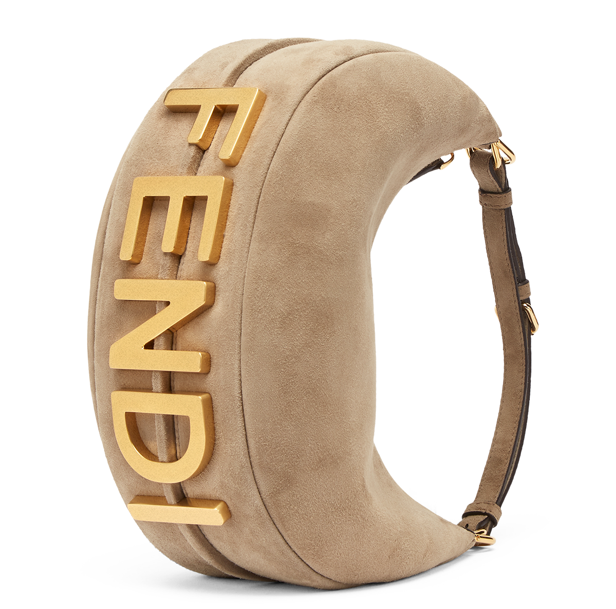 駝色麂皮Fendigraphy包款,NT$74,000。(FENDI提供)