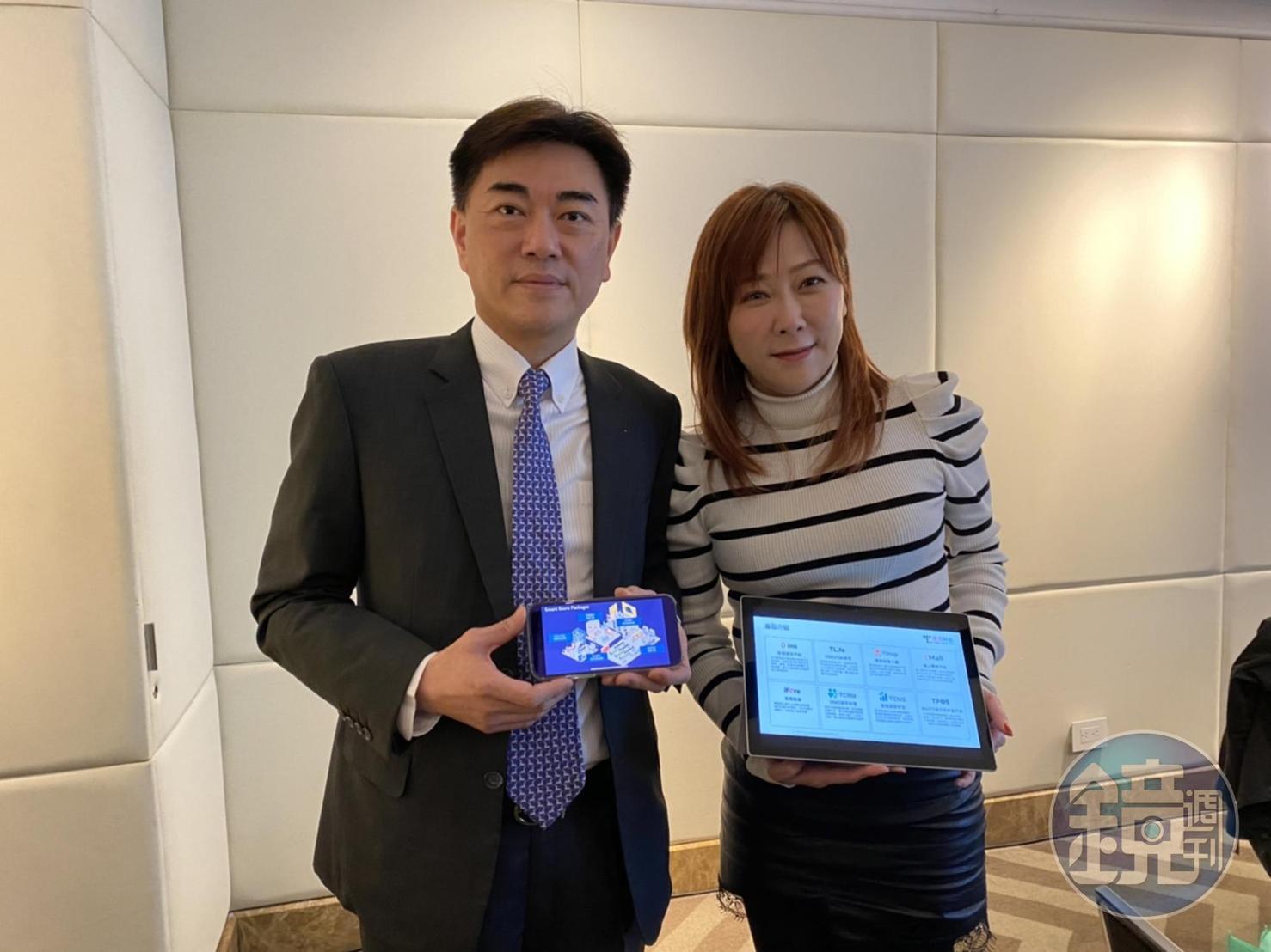 騰雲科技董事長梁基文（左）與執行副總張婷婷（右）。