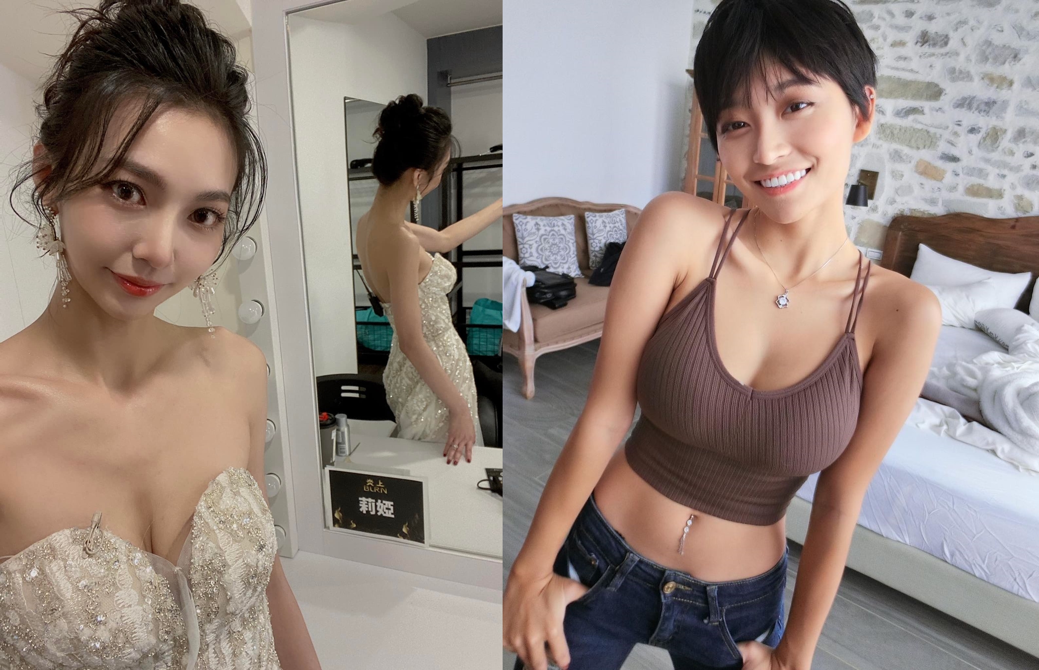 祈錦鈅（右）否認毀了莉婭與謝和弦的婚姻。（翻攝莉婭臉書、祈錦鈅IG）