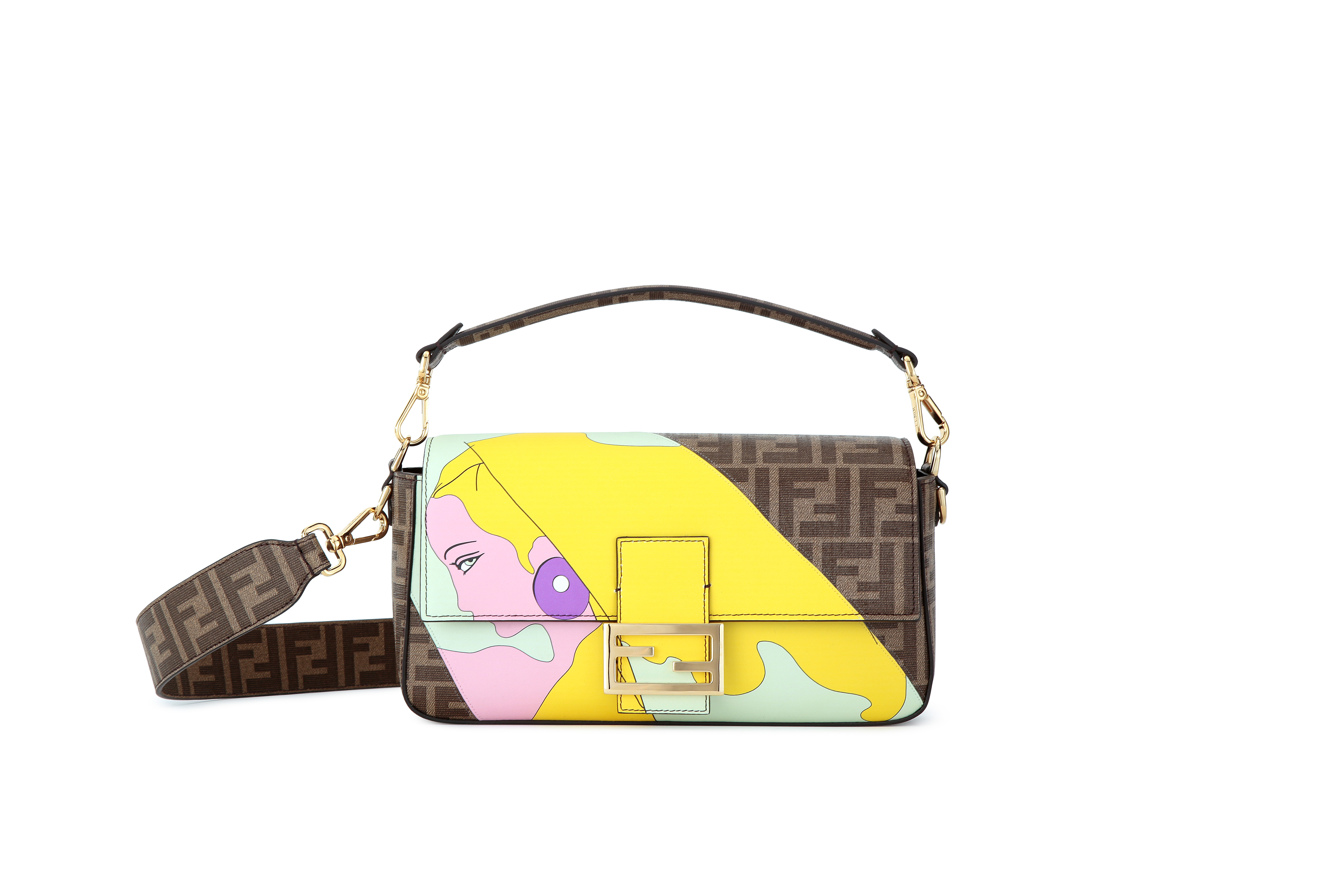 FENDI x Antonio Lopezt多彩塗鴉FF LOGO Baguette。NT$102,000（FENDI提供）