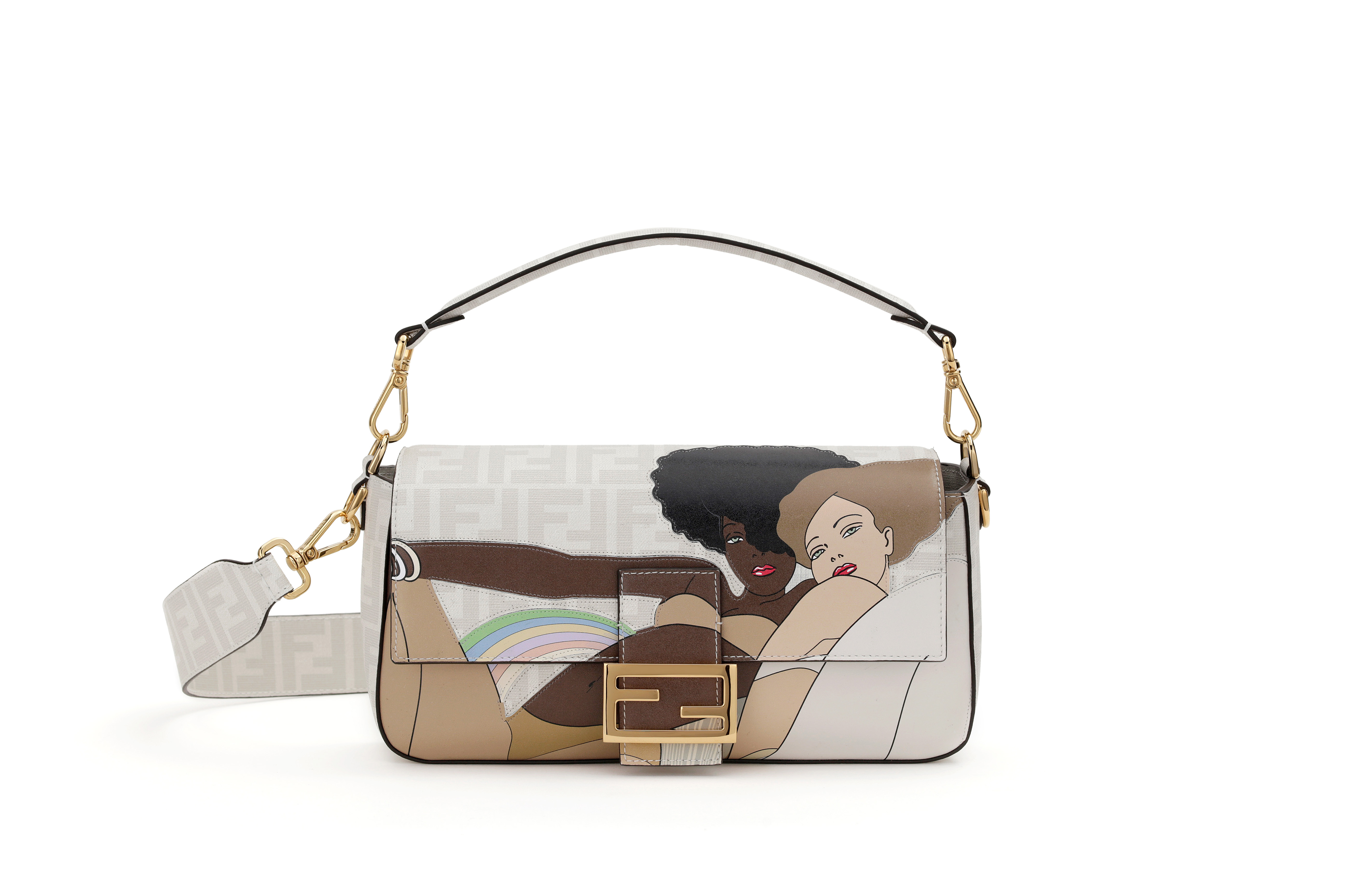 FENDI x Antonio Lopezt彩繪人像造型Baguette。NT$102,000（FENDI提供）