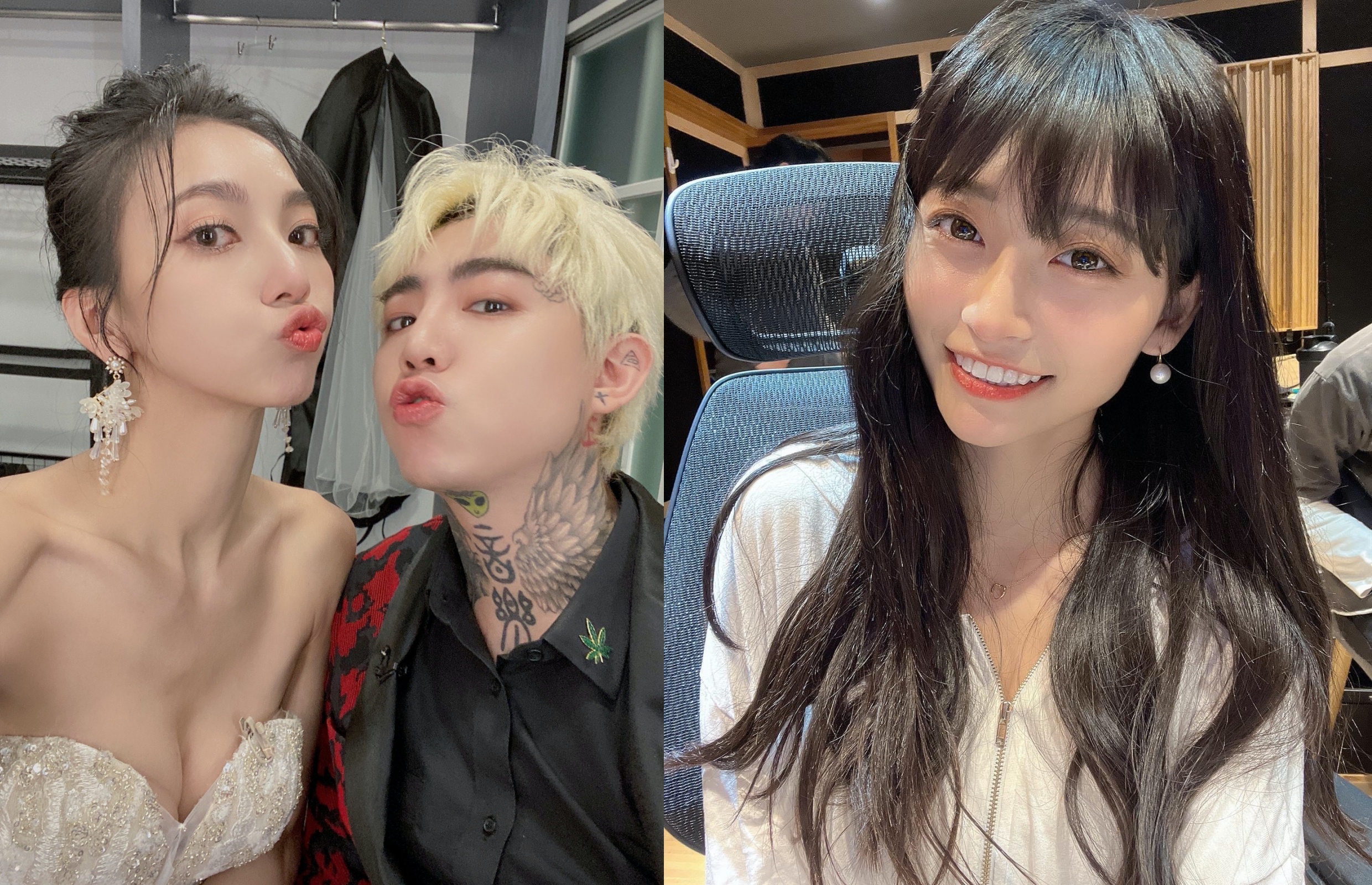 祈錦鈅捲入謝和弦與莉婭婚姻當中。（左圖莉婭提供，右圖翻攝自祈錦鈅臉書）