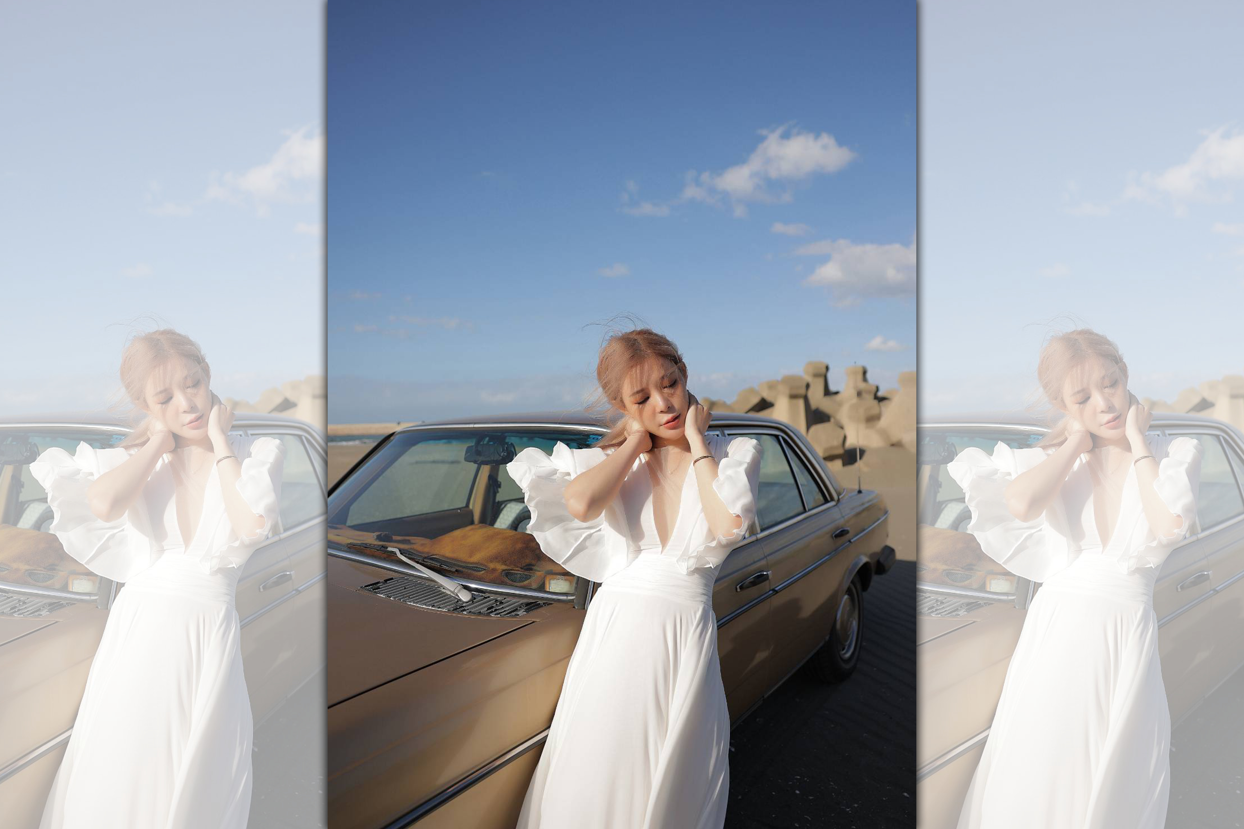 品牌特別出動復古賓士名車協助拍攝（About the bride提供）