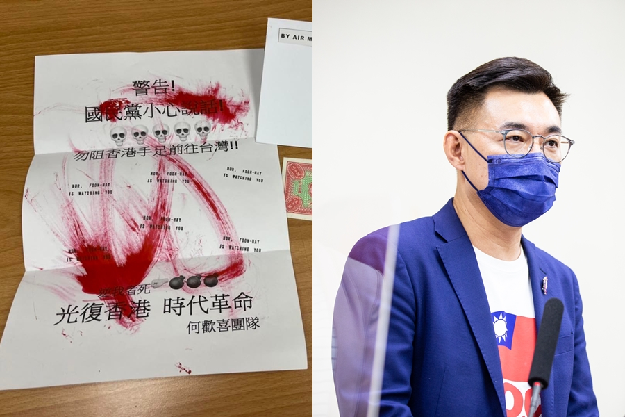 近來國民黨人士頻頻收到來自香港的恐嚇信，今日立委江啟臣（右）也公布自己收到信件。（翻攝自江啟臣臉書、本刊資料照）