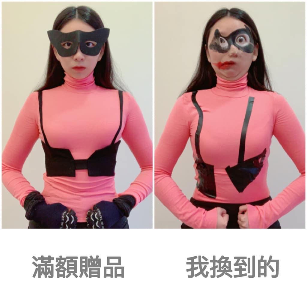 正妹「30才jk濃濃」完美詮釋全聯漫威英雄公仔的兩種版本。（翻攝自30才jk濃濃臉書）