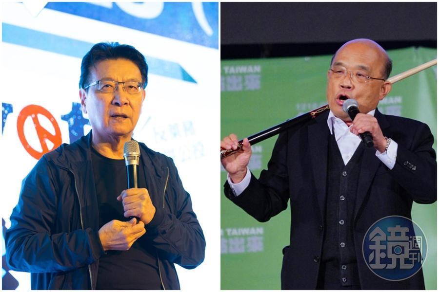 政院要求調查檢討黃郁婷的行為,趙少康(左圖)抨擊蘇貞昌(右圖)「雞腸鳥肚、其器小哉」。(合成圖,本刊資料照)