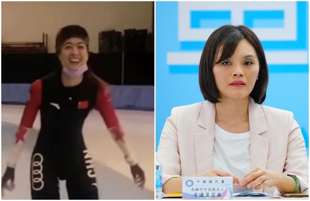 李眉蓁（右圖）聲援黃郁婷，結果卻把她的比賽項目寫錯。（本刊資料照，翻攝黃郁婷臉書）