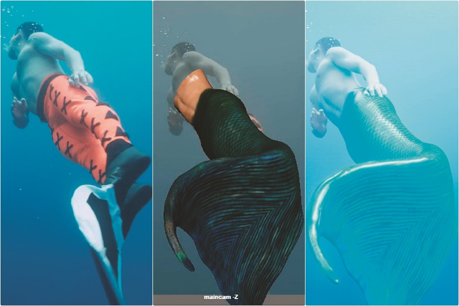 禾浩辰在海中游泳的畫面，是由特效團隊以電腦動畫合成人魚尾。（羚邦集團提供）