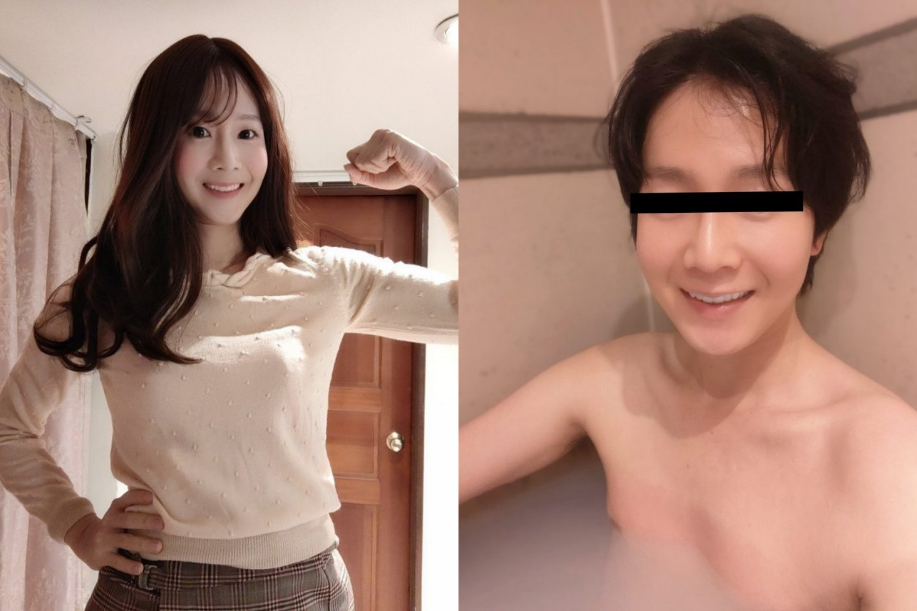 大叔雖然將自己的眼睛馬掉，不過仍看得出來五官相當清秀。（翻攝自Dcard）