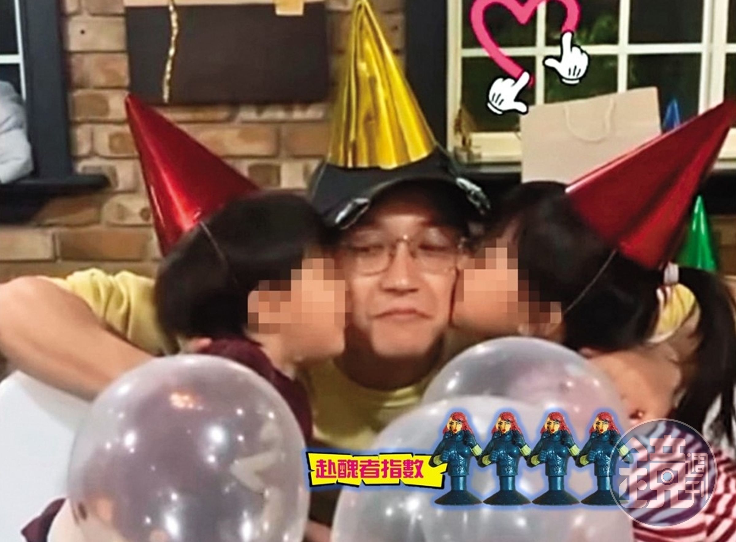 江宏傑慶祝33歲生日，兒女猛親臉頰，把臉都親醜了！但把拔心中應該很開心吧？（翻攝自江宏傑IG）