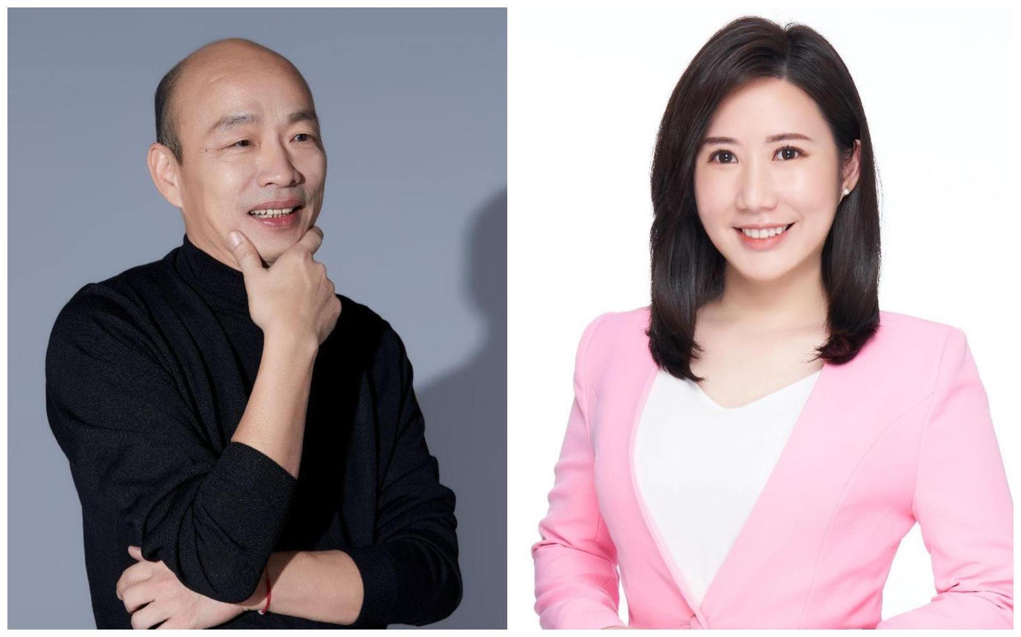 柳采葳宣布參選台北市議員，韓國瑜幫忙加油打氣。（翻攝韓國瑜臉書、柳采葳臉書）