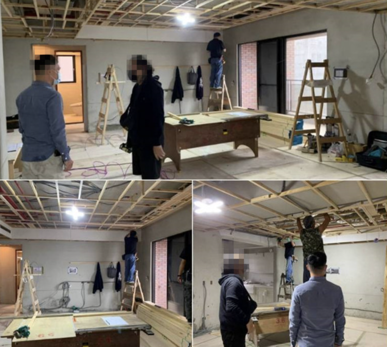 屋主表示，110年9月11日泥作退場之後，木工進場就開始緩慢，一直到110年11月，連天花板都還沒封。（翻攝自爆料公社）