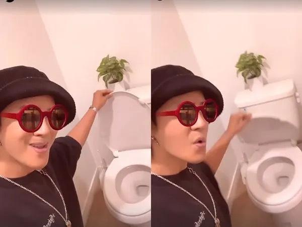 小豬羅志祥在IG上分享了入住旅館的內部，掀馬桶蓋後轉往廚房，遭到批評。（翻攝自羅志祥IG）