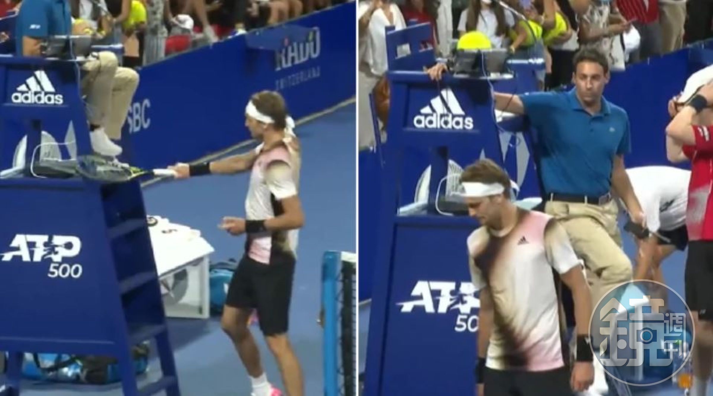 茲維列夫顯然有暴力傾向。（翻攝Tennis TV影片）