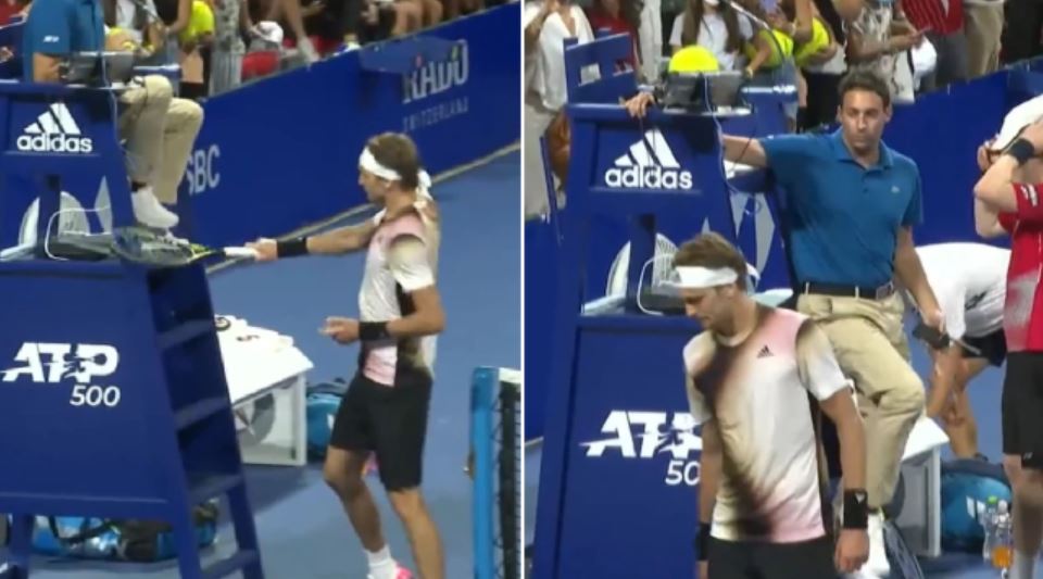 茲維列夫顯然有暴力傾向。（翻攝Tennis TV影片）