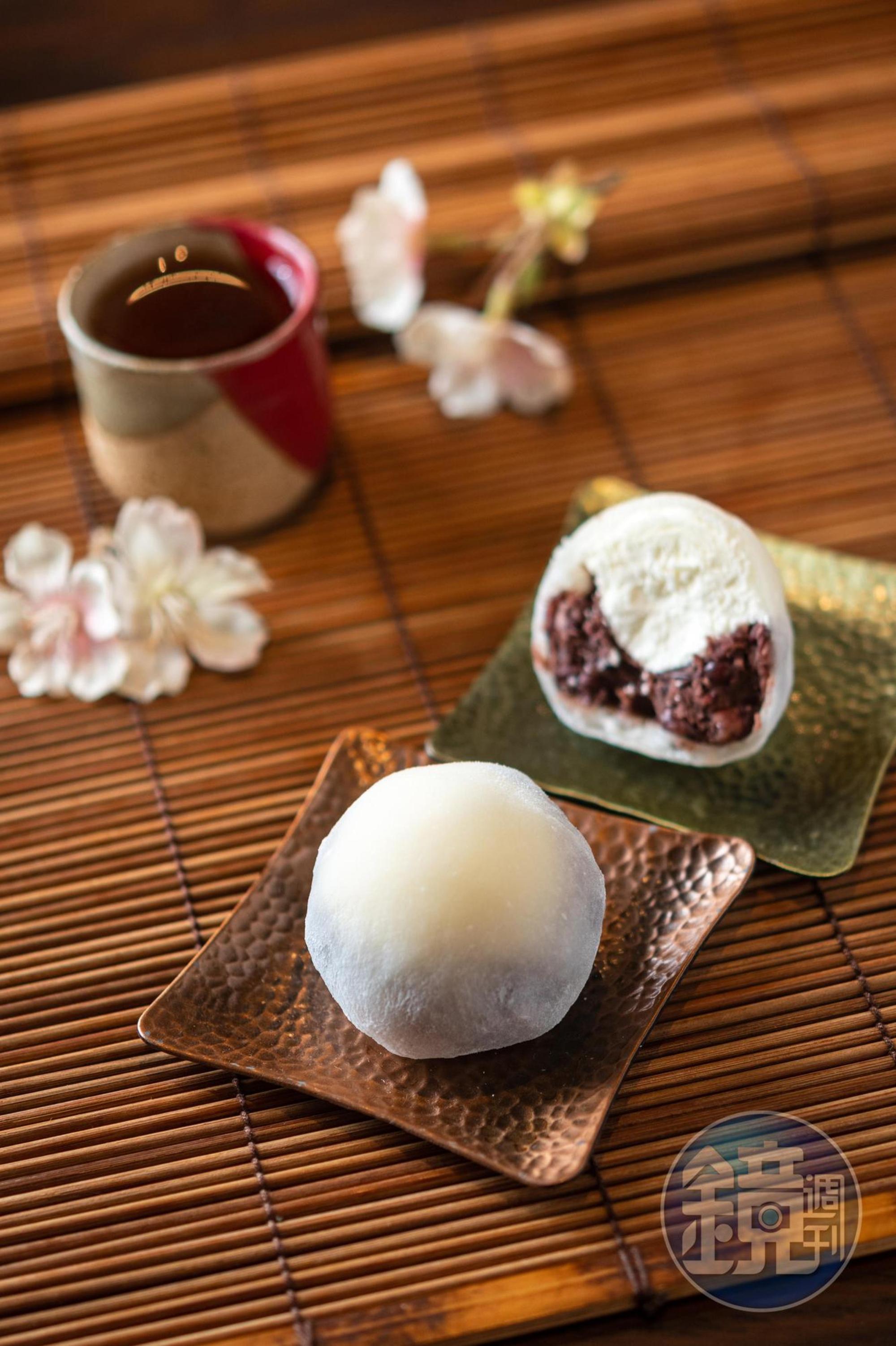 經典的「原味紅豆大福」鮮奶油賦予輕盈空氣感，豆餡吃來不厚重。（80元／顆）