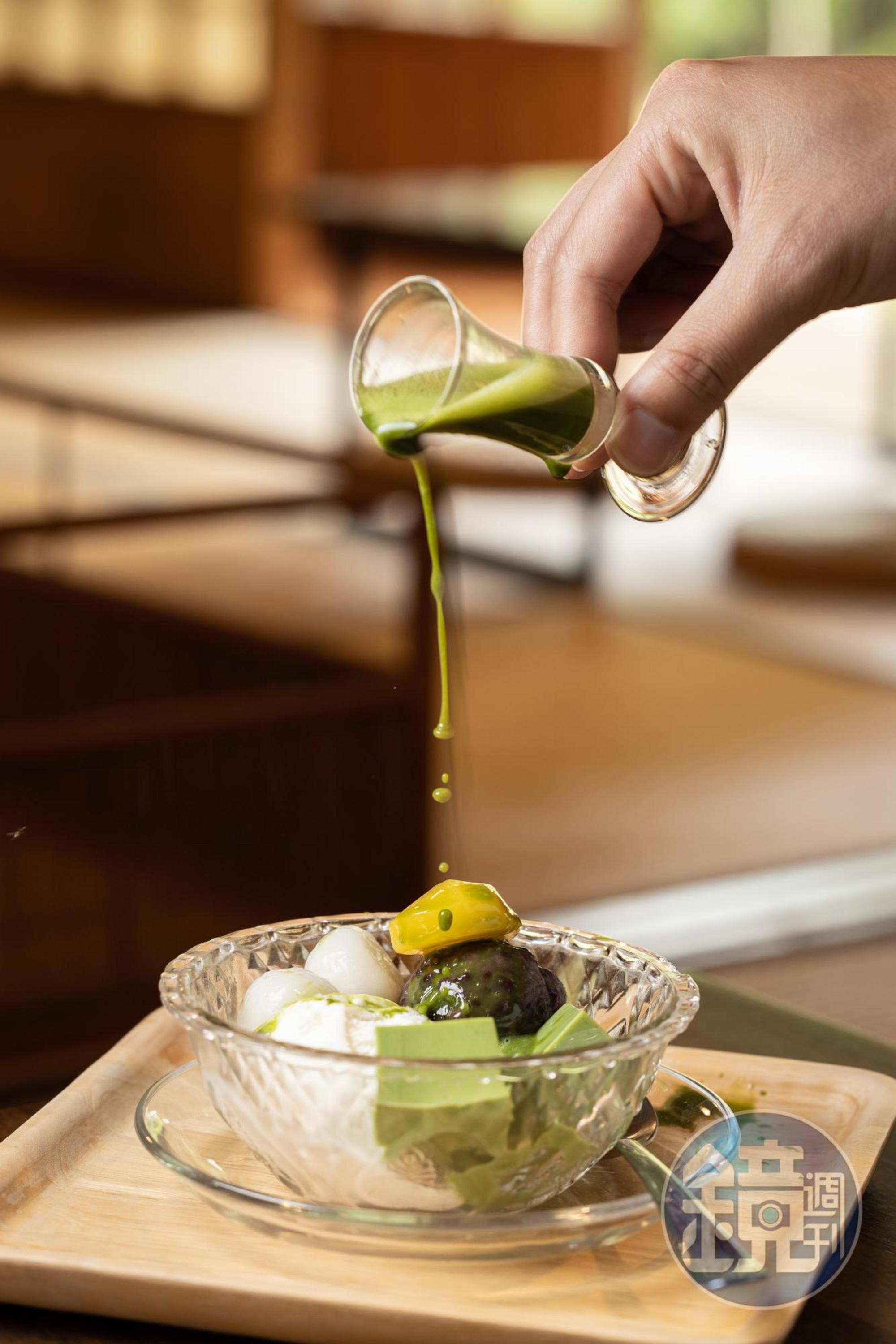 「抹茶蜜餡冰淇淋」是抹茶控不可錯過的涼點。（200元／份）