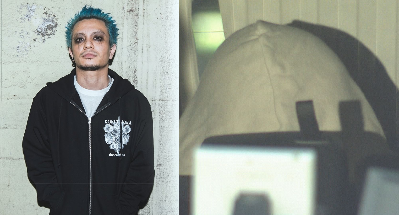 田中聖（左圖）因持有興奮劑，今天中午遭愛知縣警察逮捕（右圖）。（左圖翻攝自田中聖Twitter，右圖翻攝自名古屋電視）