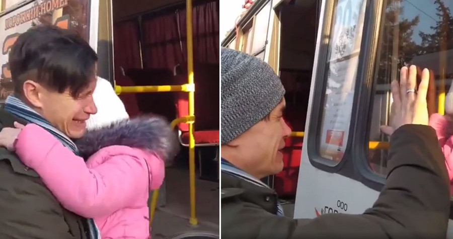 一名烏克蘭爸爸要赴戰場前，跟家人訣別的畫面讓全球網友鼻酸了。（翻攝 albatrosscultureIG）