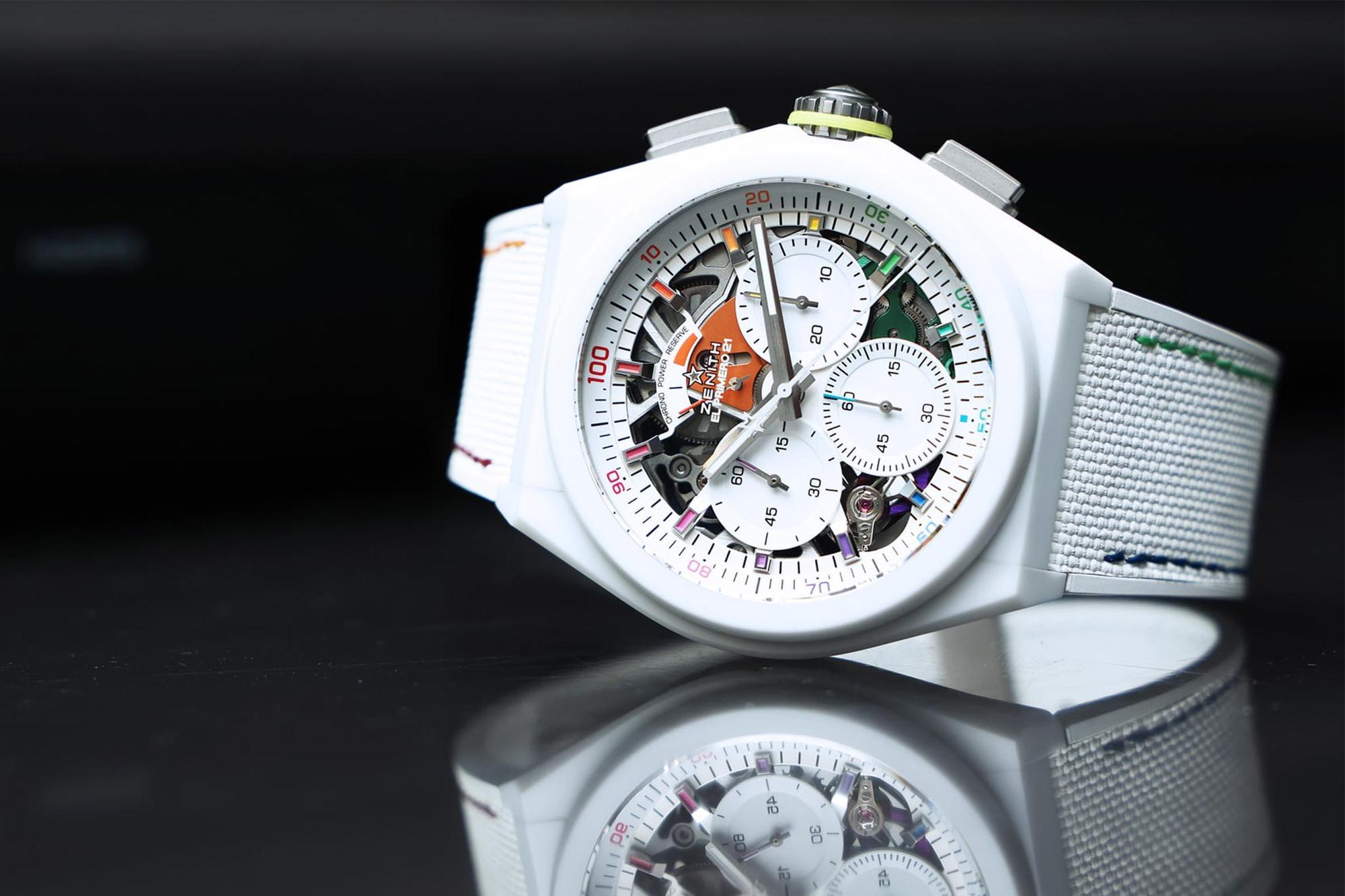 Defy 21 Chroma｜錶徑44mm／白色陶瓷錶殼／時、分、小秒、動力儲存指示、計時碼錶功能／El Primero 9004自動上鍊機芯／防水100米／專賣店限定款，限量200只／建議售價：NT$ 464,800（攝影：李宇勝）