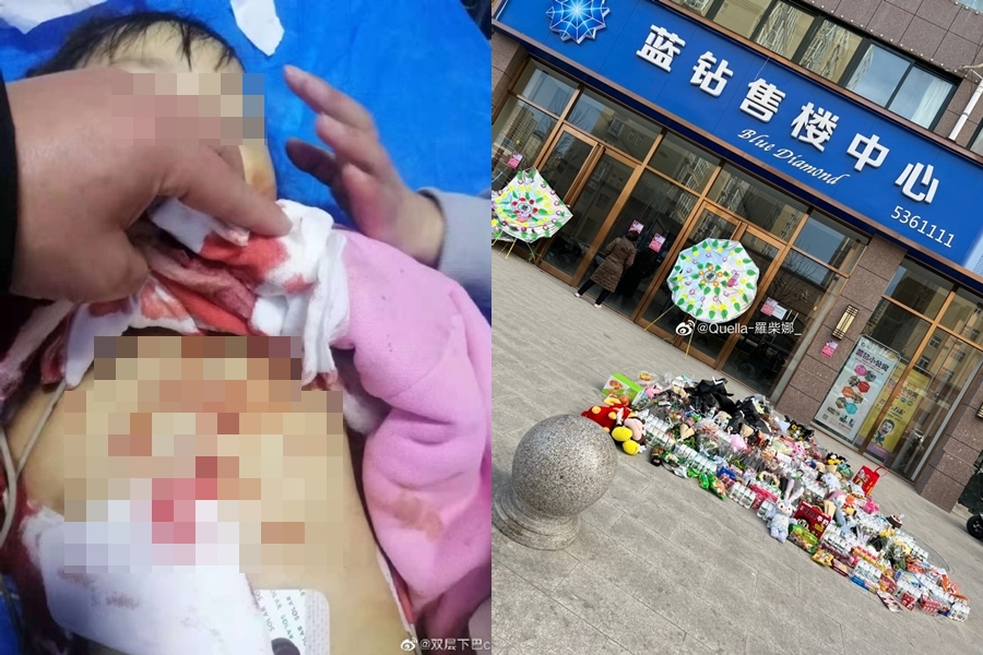 河南安陽日前發生一起駭人聽聞的凶殺案，一晚有3名孩童遇害，事件發生後當地民眾於案發地點悼念受害孩童。（翻攝自微博）