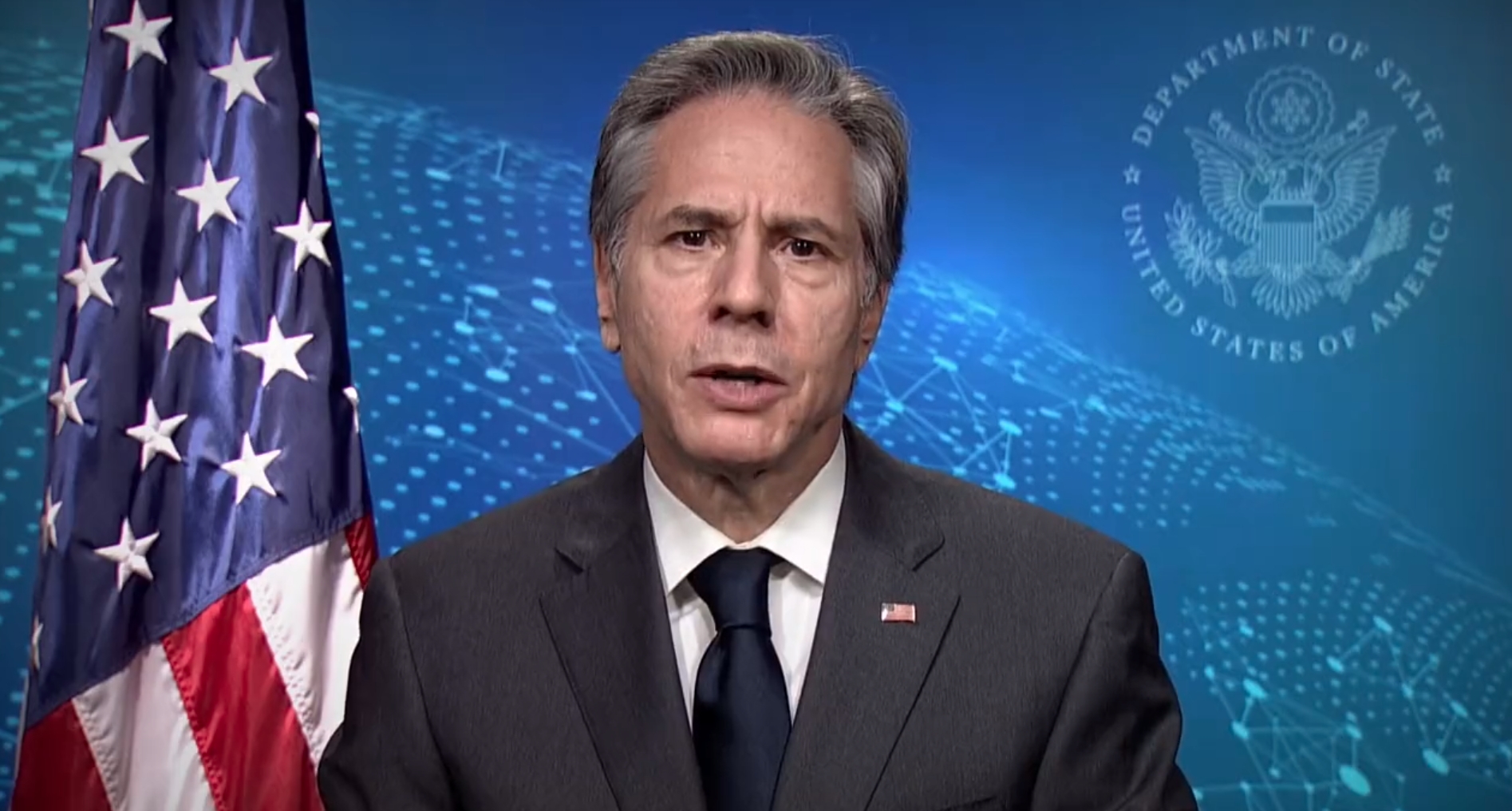 美國國務卿布林肯在聯合國人權理事會上建議，應將俄羅斯的會籍移除。（翻攝自@SecBlinken推特）