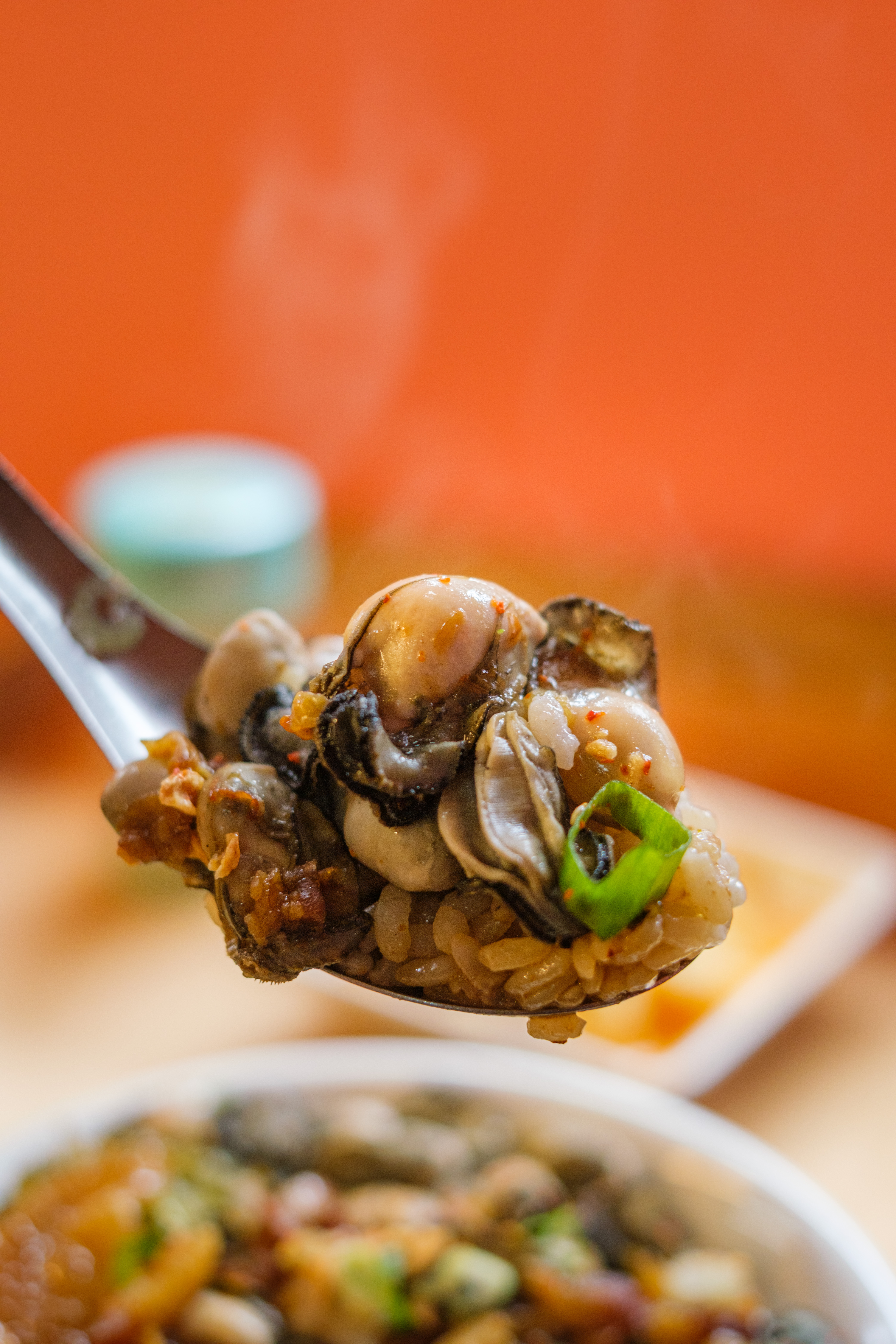 相較於華西街的阿義滷肉飯，這裡的口味較為不膩，每一口能咬上一兩個爆漿的蚵仔。