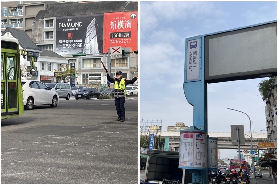 北市部分地區停電，紅綠燈掛點需靠警察指揮交通。