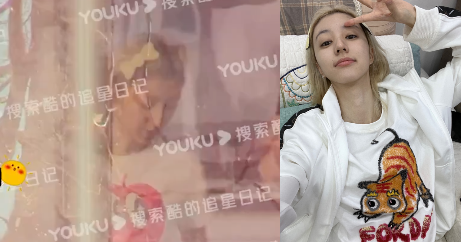 與華晨宇牽手約會的金髮女子,和王悅伊有著相同髮色和相似款的髮飾。(左截圖自影片,右翻攝王悅伊微博)