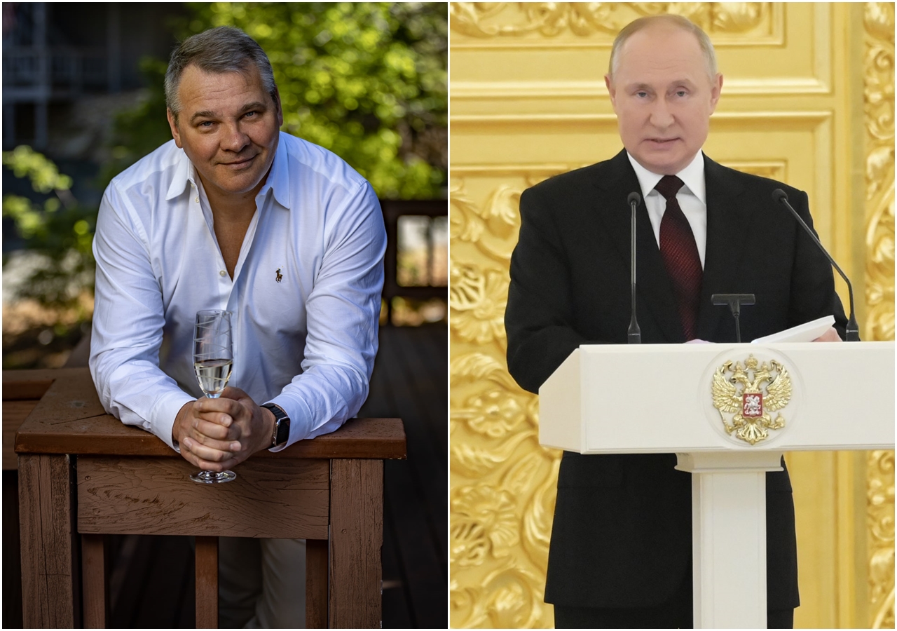 羅斯富商科納尼欣祭出高達100萬美元懸賞普丁的「項上人頭」。（翻攝自Alex Konanykhin臉書／ President of Russia推特）