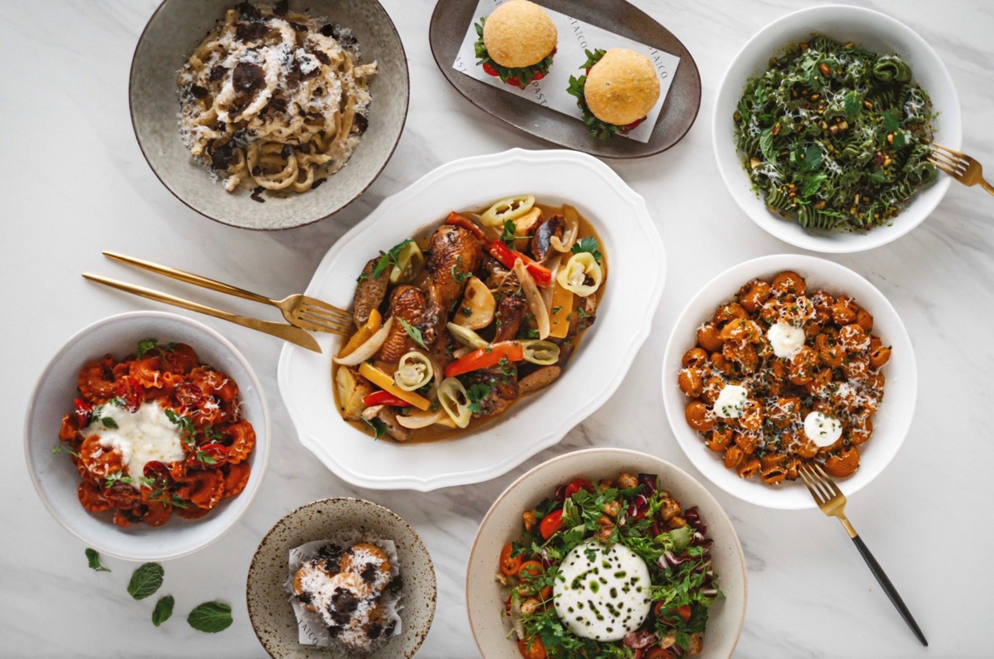 手工新鮮義大利麵品牌「PASTA & CO.」在餐廳正式開幕前，先在「五方食藏Take Five忠孝店」晚餐餐期快閃，推出多樣料理試水溫兼練兵。（PASTA & CO.提供）