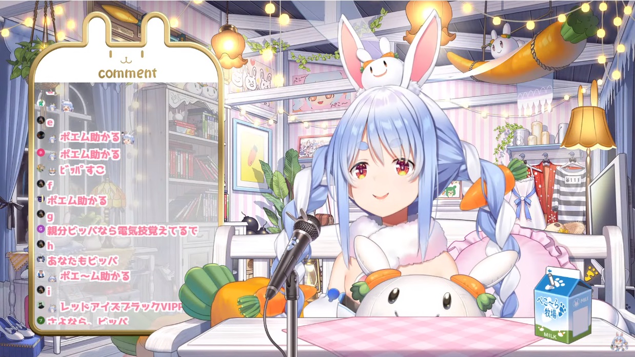  日本Hololive打造虛擬網紅帶動產業爆發，圖為2019年出道的知名VTuber兔田佩克拉。（翻攝自Pekora Ch. 兎田ぺこら YouTube頻道）