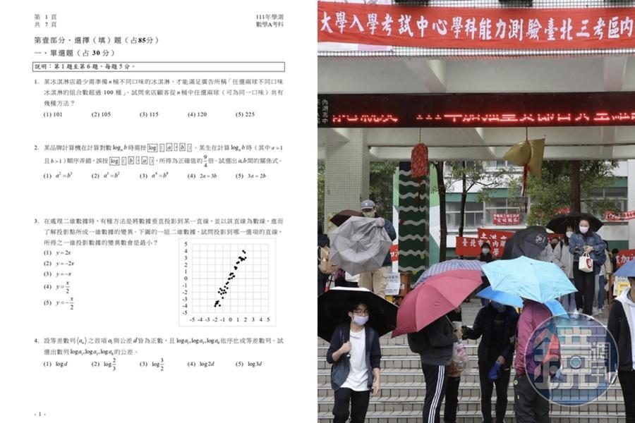 本屆學測數學A科目被認為相當困難,近日再爆大考中心研究員子女是考生。(翻攝自大考中心官網、本刊資料照)