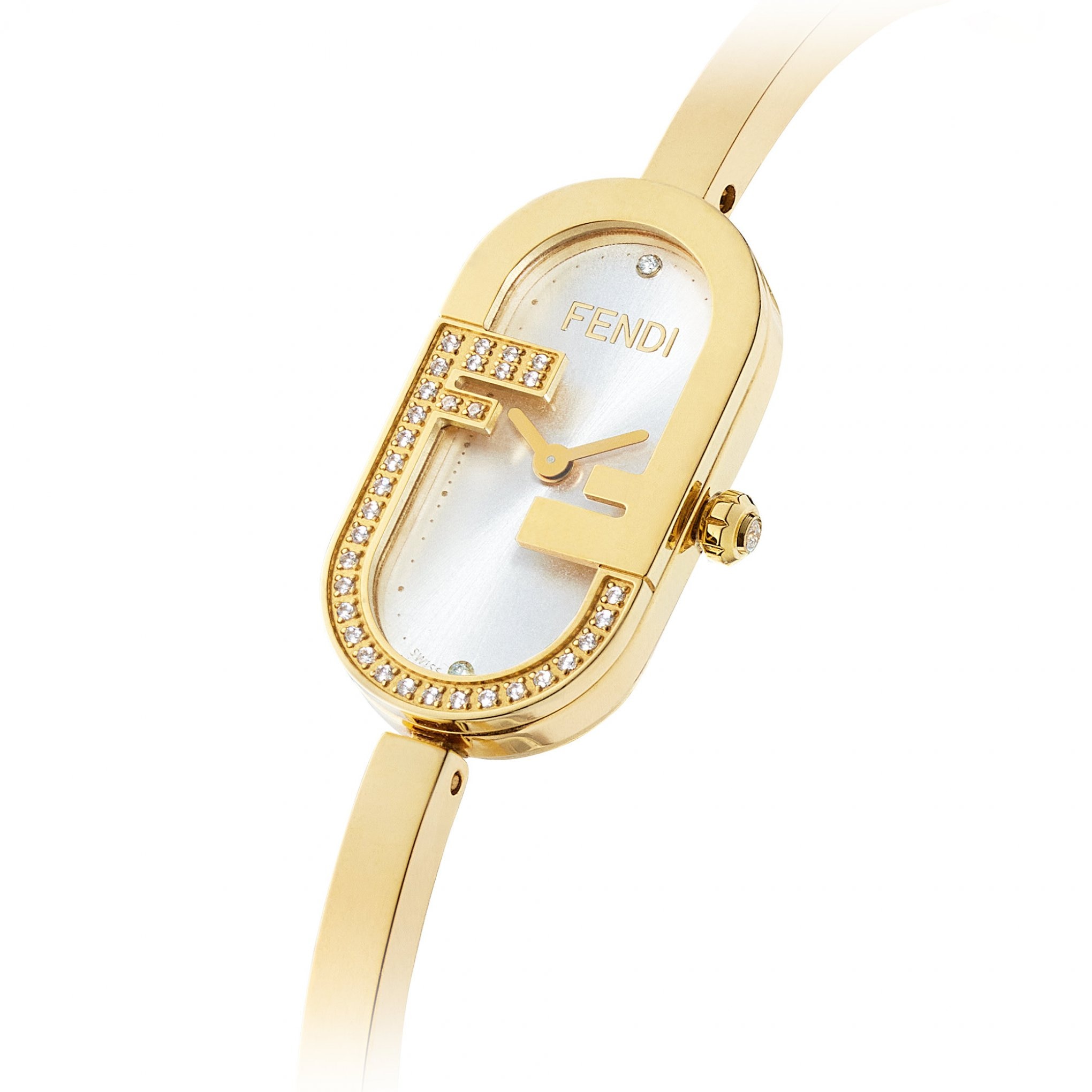 FENDI O' Lock系列水鑽FF LOGO腕錶。NT$63,400（FENDI提供）