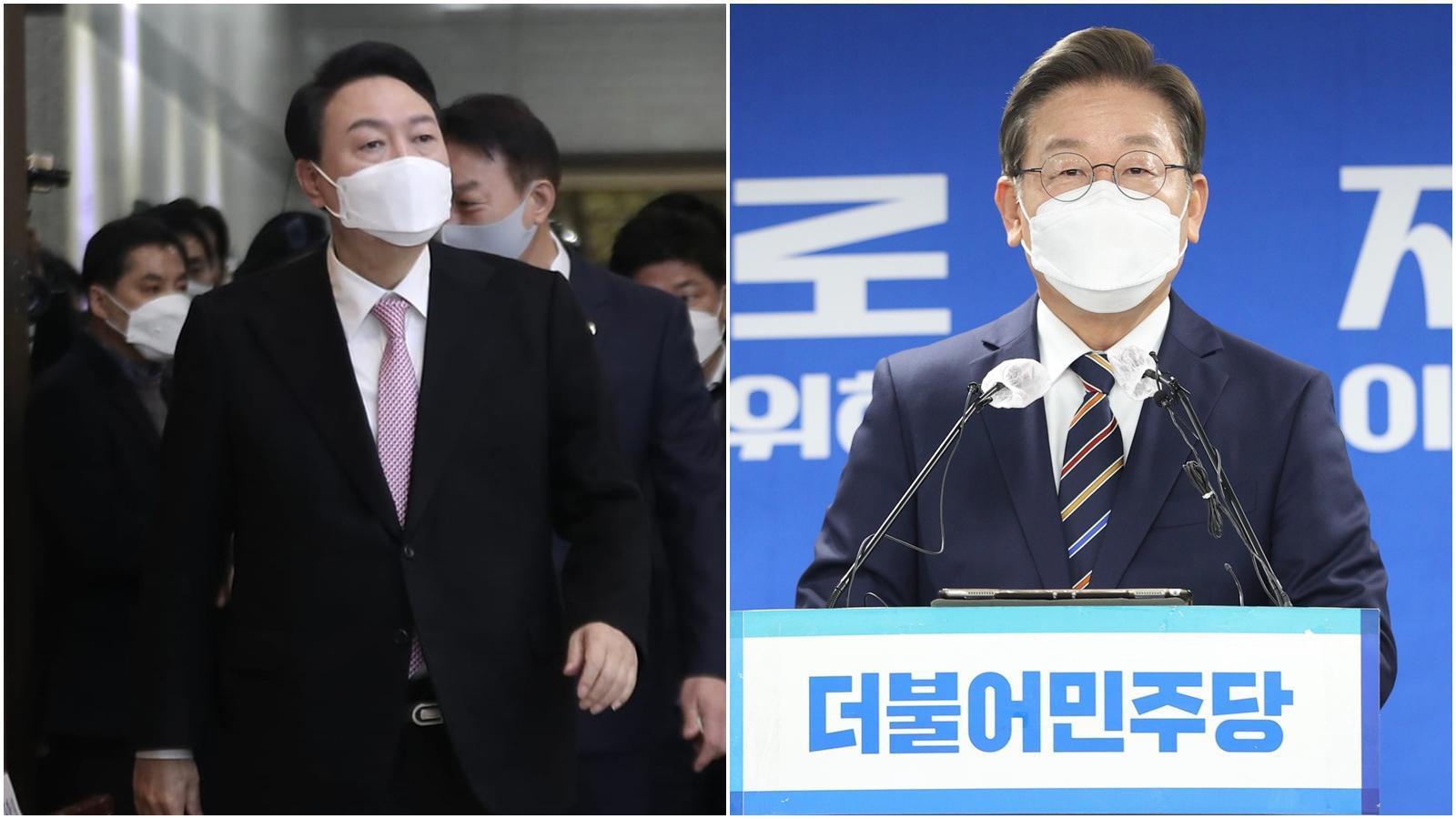 南韓第20屆總統大選最終投票率來到77.1%；左為尹錫悅、右為李在明。（翻攝自尹錫悅、李在明臉書）
