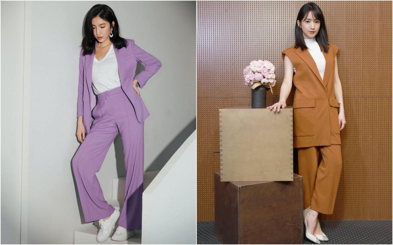 （左起）楊謹華、林依晨選穿不同的BOSS套裝，演繹各自非凡氣場。（BOSS提供）