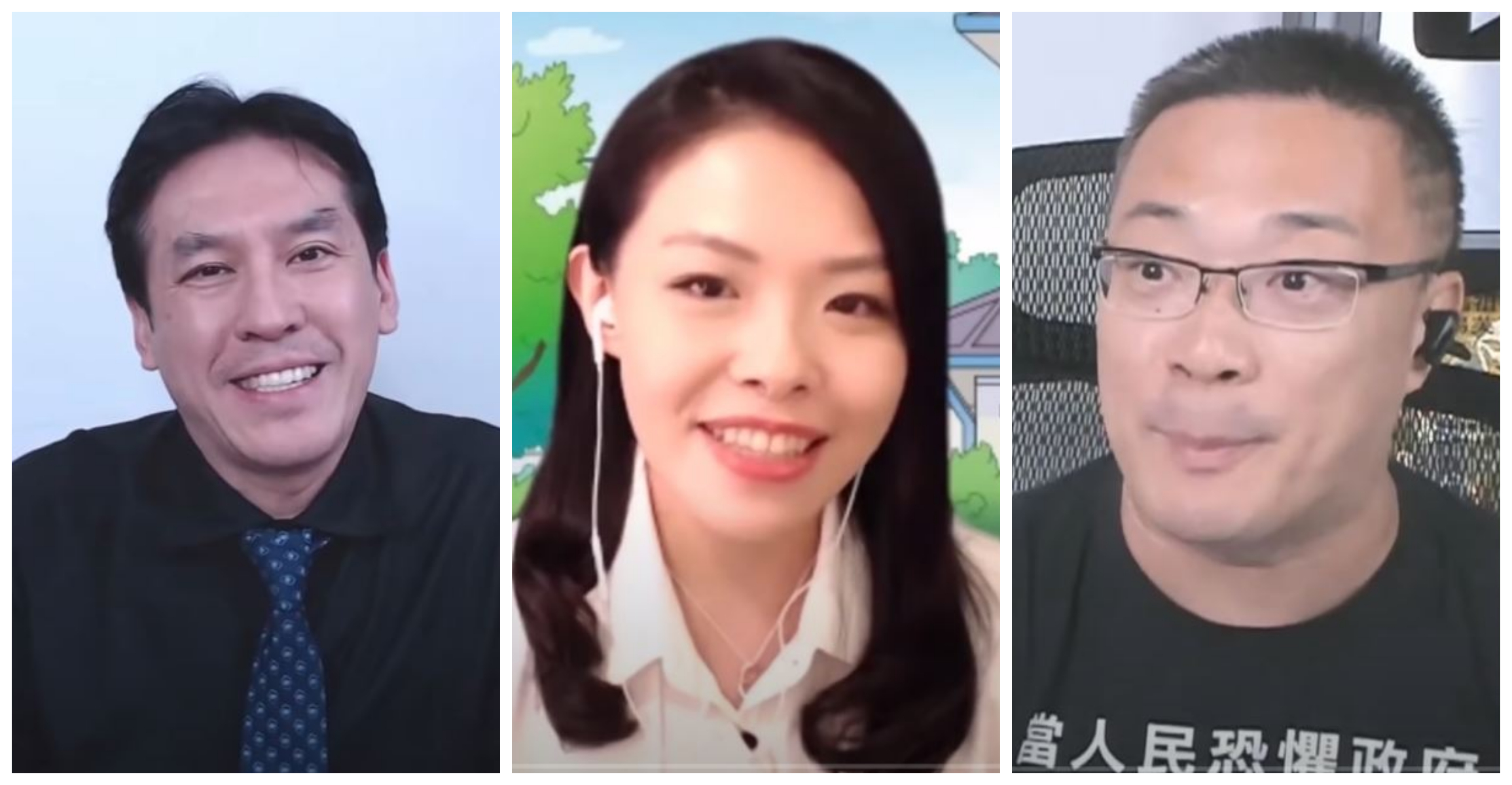 朱學恒（右起）、高虹安、黃暐瀚去年唱〈塔綠班之歌〉，惹毛綠營支持者。（翻攝朱學恒的阿宅萬事通事務所YouTube）