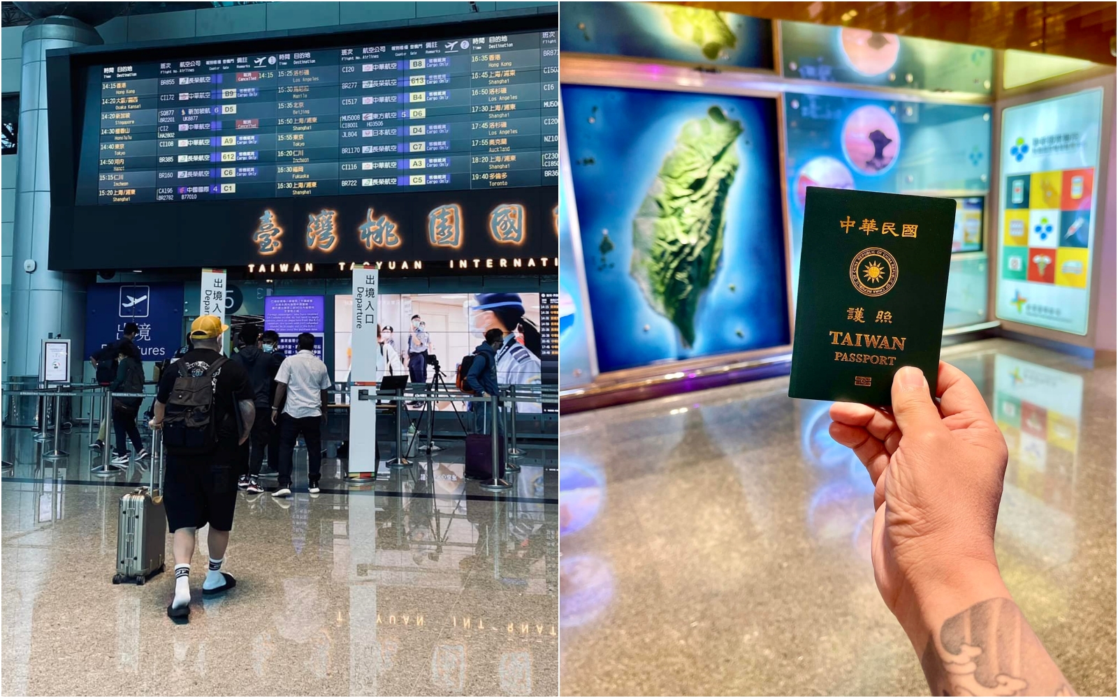 杜汶澤昨飛往英國拍新節目，太太田蕊妮到機場送機。（翻攝田蕊妮／杜汶澤臉書）