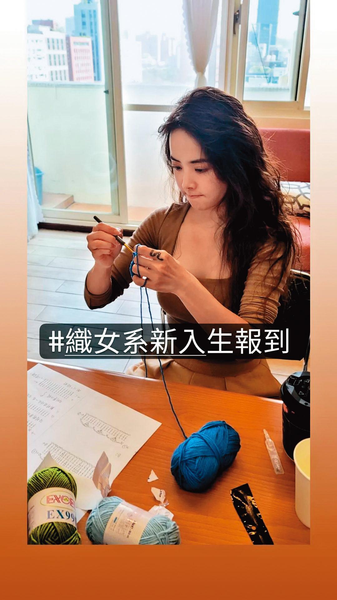 因為被蔡健雅邀約入坑,蔡依林閒暇時開始織毛衣,直呼好難。(翻攝自蔡依林IG)