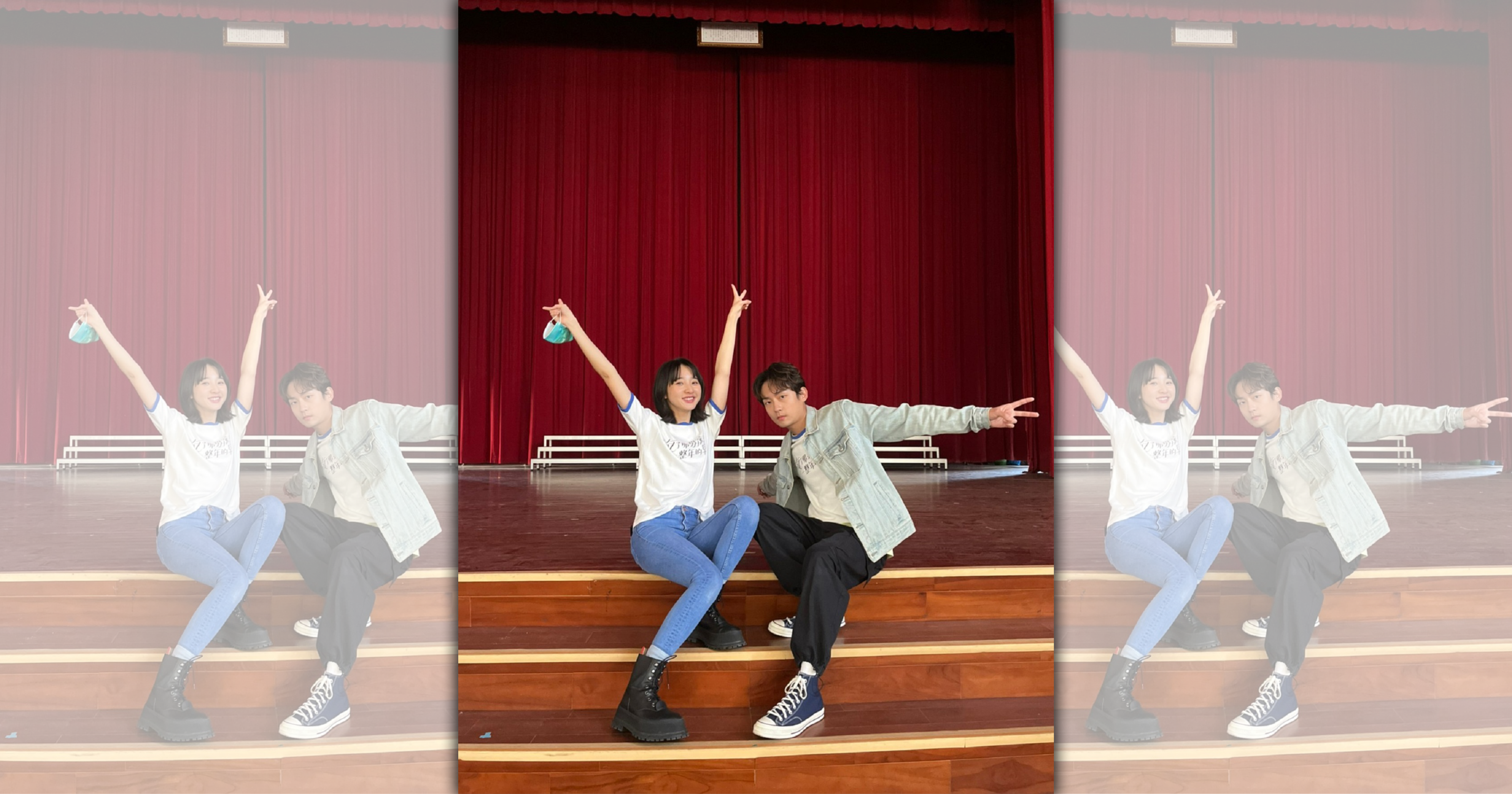 李沐（左）帶著大鶴回到自己的母校中山女高，和學妹們分享青春的迷惘與勇敢。（華映提供）