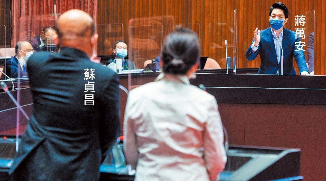 蔣萬安一改先前佛系策略,11日在立法院院會質詢供電議題,跟蘇貞昌一番脣槍舌戰。(翻攝蔣萬安臉書)