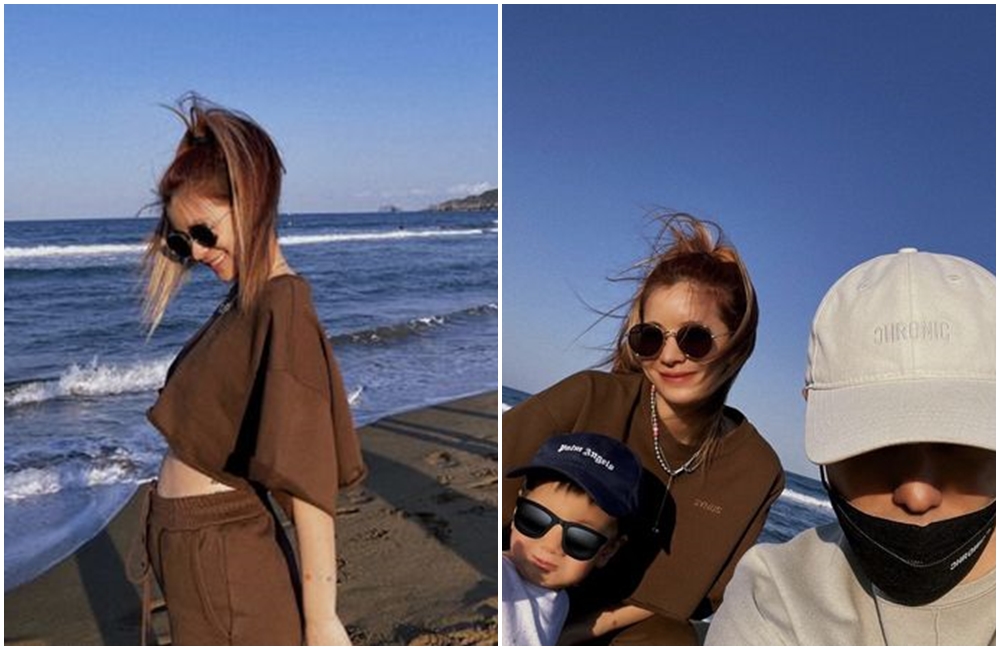 林珈安一家三口，肚子還有一個孩子。 （ 翻攝自林珈安IG ）