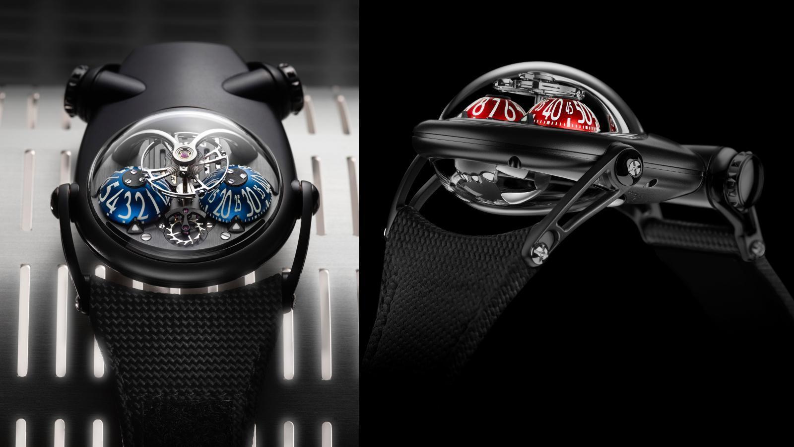 MB&F HM10 Dark Bulldog｜錶徑54mm X 45mm／黑色PVD不鏽鋼錶殼／時、分、動力儲存顯示／手動上鍊機芯／防水50米／建議售價NT$ 3,800,000（每款限量8只）