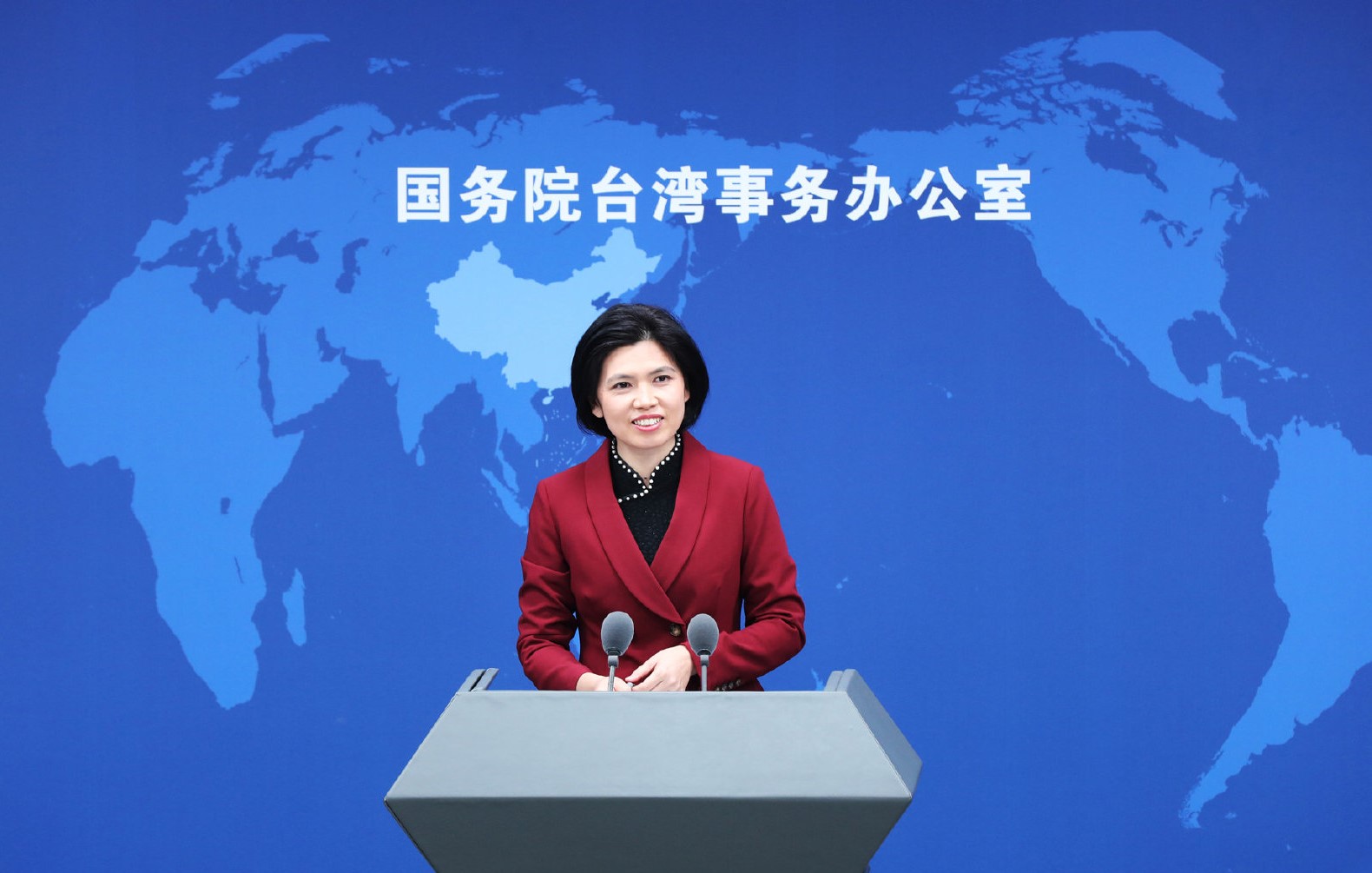 對於國際提醒「今日烏克蘭，明日台灣」，朱鳳蓮（圖）強調烏克蘭和台灣問題有本質區別，民進黨「抗中保台」反而只會「害台」。（翻攝自國台辦微博）