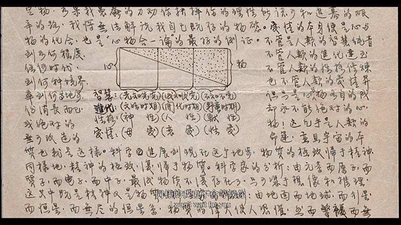 朱西甯的信件連談感情要「心物合一」,也不忘透過手繪圖表來解說。(目宿媒體提供)