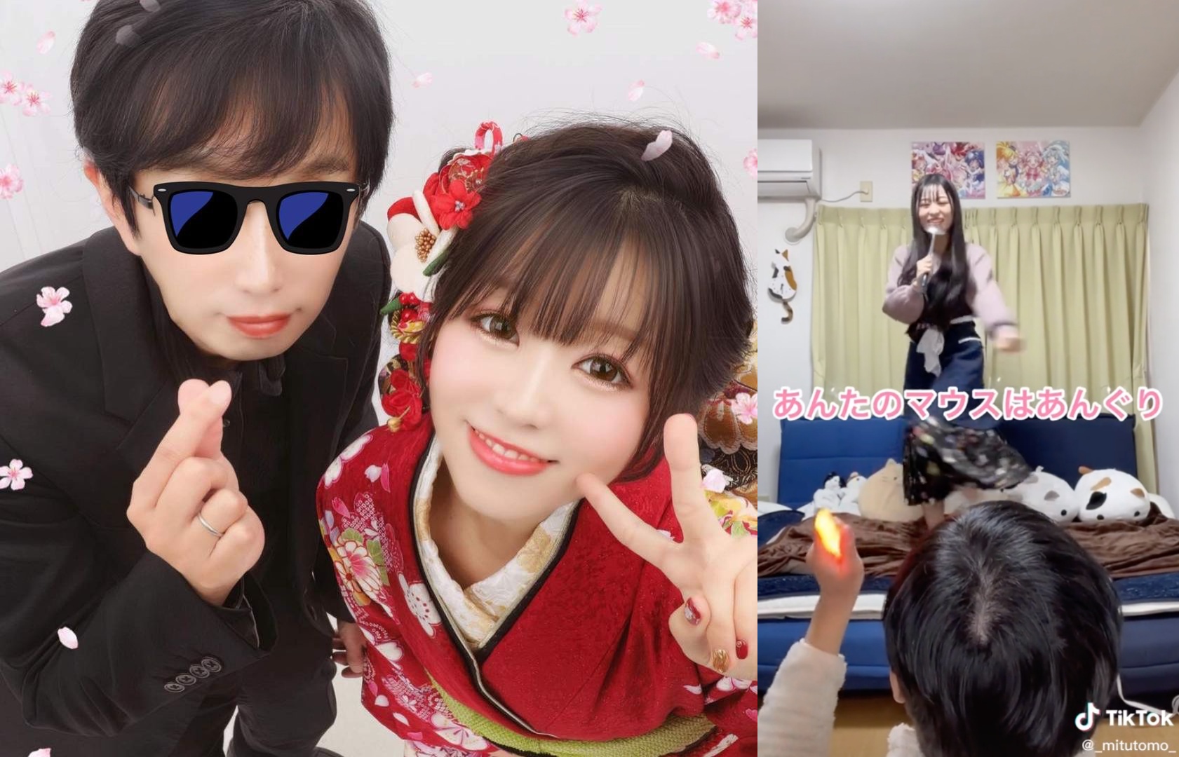 幸巴原是女團偶像，被鐵粉Mi醬追求成功，兩人現在在家還是會玩偶像與粉絲的互動。（翻攝幸巴IG/ TikToK）