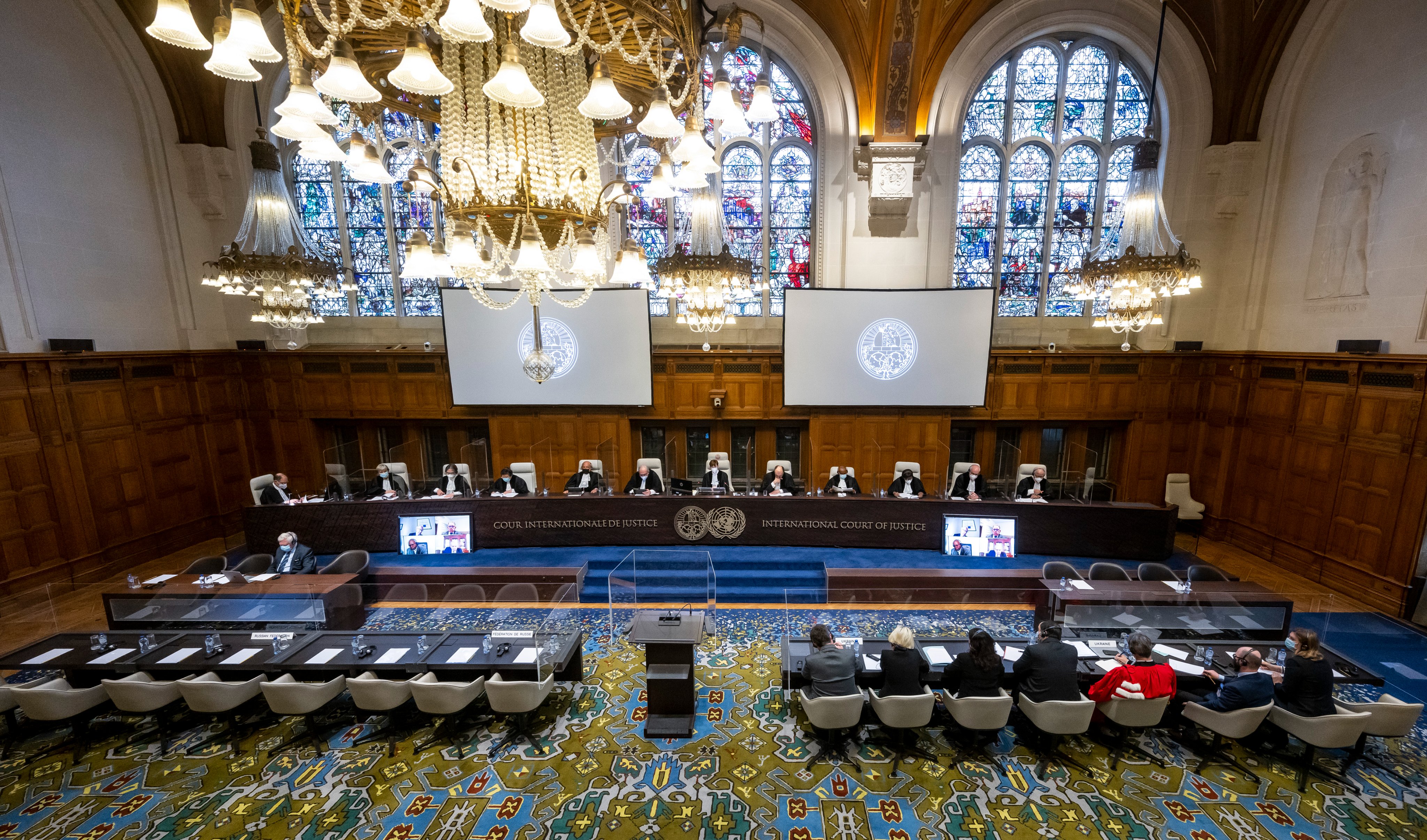 國際法院裁定要求俄羅斯立即停止對烏克蘭的軍事行動。（翻攝自@CIJ_ICJTwitter）